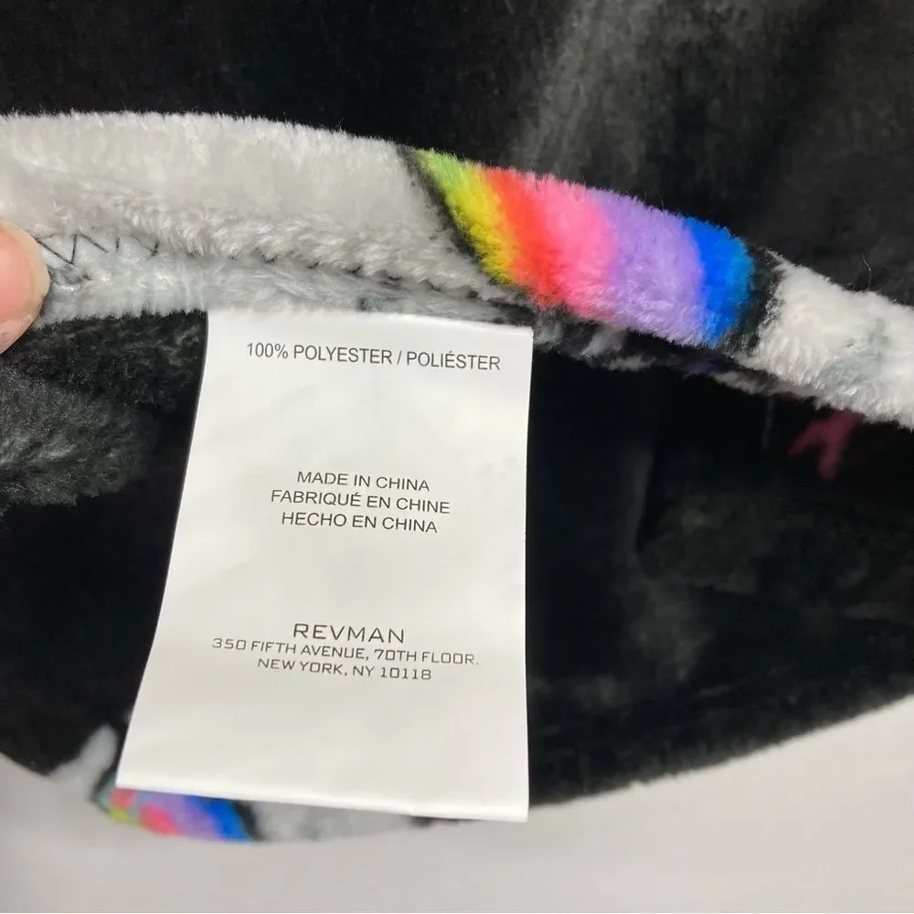 Betsey Johnson Black Cool Cat Ultra Soft Plush Throw 50”x60” NWT Rainbow Groovy